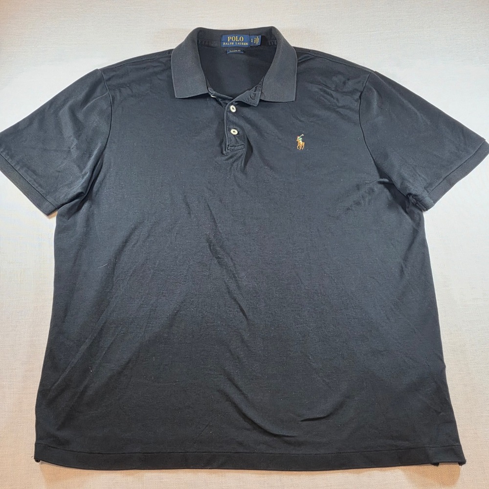 Polo Ralph Lauren Mens Classic Fit Cotton Jersey Polo Shirt Black Large